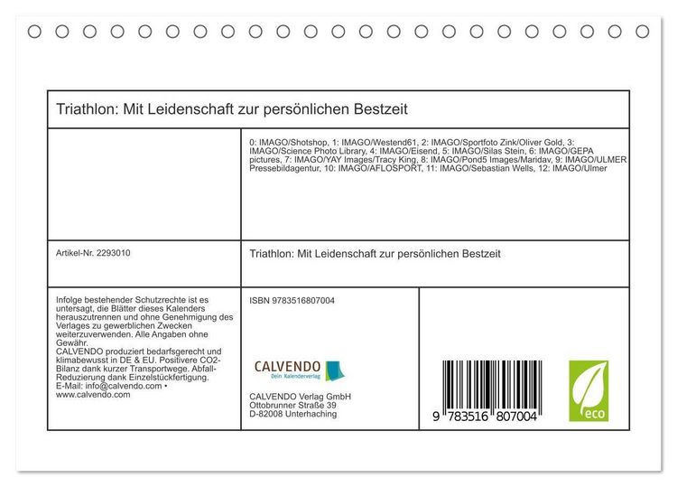 Produktbild: Triathlon: Mit Leidenschaft zur pers&ouml;nlichen Bestzeit (Tischkalender 2027 DIN A5 quer), CALVENDO Monatskalender