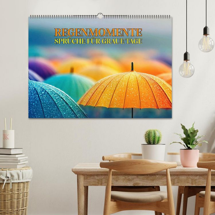 Produktbild: Regenmomente &ndash; Spr&uuml;che f&uuml;r graue Tage (Wandkalender 2026 DIN A2 quer), CALVENDO Monatskalender