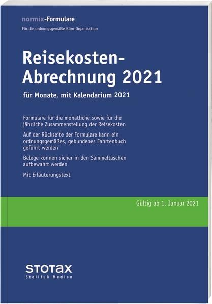 Produktbild: Reisekosten-Abrechnungen Monat 2021 mit Kalendarium (II. Halbjahr 2021)