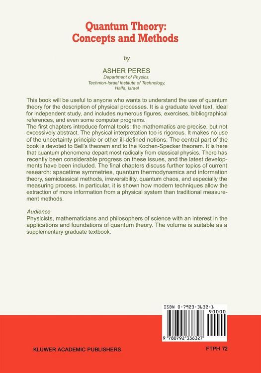 Produktbild: Quantum Theory: Concepts and Methods