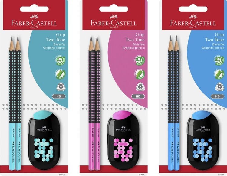Produktbild: Faber-Castell Bleistift Grip 2001 Two Tone HB 2er Set mit Spitzer
