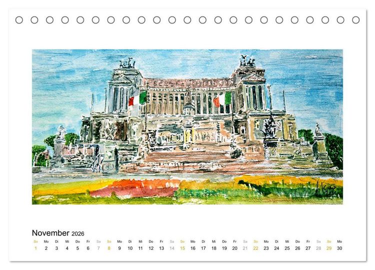 Produktbild: ROM In stillen Aquarellen (Tischkalender 2026 DIN A5 quer), CALVENDO Monatskalender