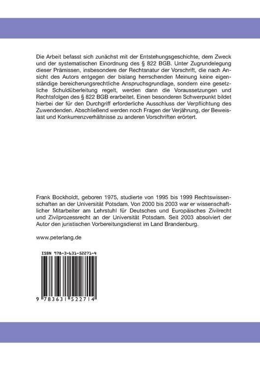 Produktbild: Die Haftung des unentgeltlichen Erwerbers gem&auml;&szlig; &sect; 822 BGB