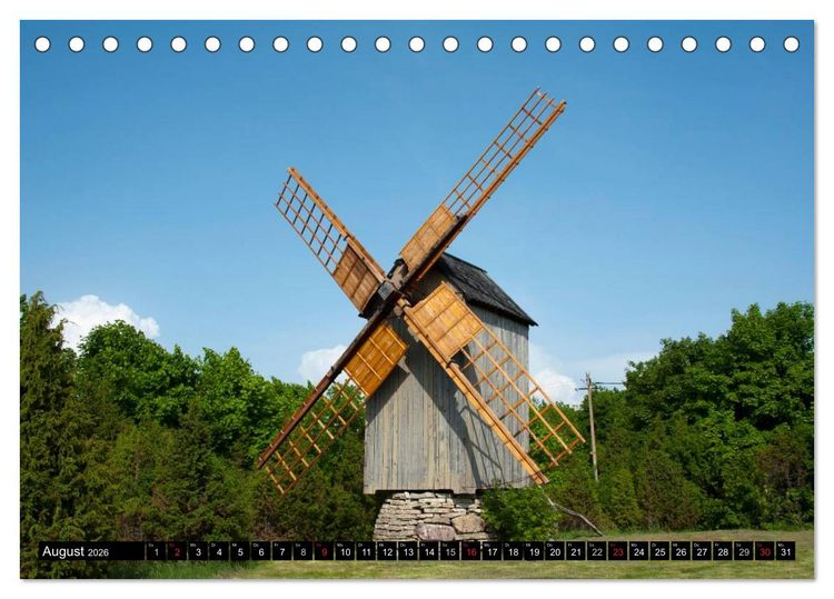 Produktbild: Windm&uuml;hlen in Europa (Tischkalender 2026 DIN A5 quer), CALVENDO Monatskalender