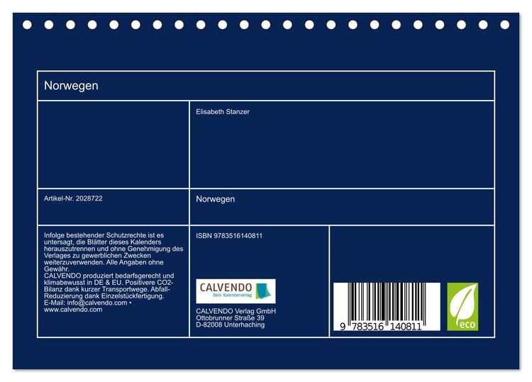 Produktbild: Norwegen (Tischkalender 2026 DIN A5 quer), CALVENDO Monatskalender