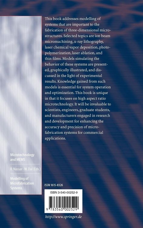 Produktbild: Modelling of Microfabrication Systems