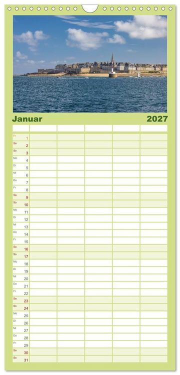 Produktbild: Familienplaner 2027 - Smaragdk&uuml;ste C&ocirc;te d'&Eacute;meraude. Der malerische Norden der Bretagne mit 5 Spalten (Wandkalender, 21 x 45 cm) CALVENDO