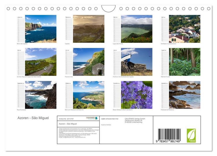 Produktbild: Azoren - S&atilde;o Miguel (Wandkalender 2026 DIN A4 quer), CALVENDO Monatskalender