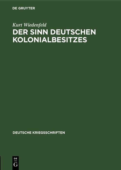 Produktbild: Der Sinn deutschen Kolonialbesitzes