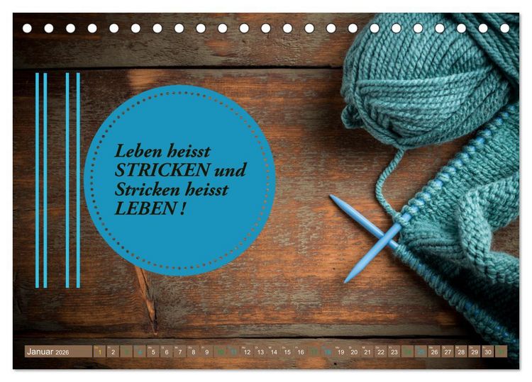 Produktbild: WOLLE Stricken ist eine Passion (Tischkalender 2026 DIN A5 quer), CALVENDO Monatskalender