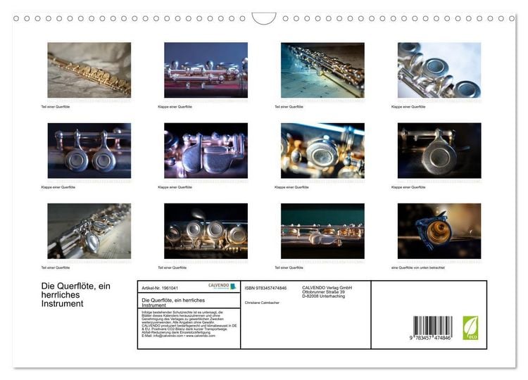 Produktbild: Die Querfl&ouml;te, ein herrliches Instrument (Wandkalender 2026 DIN A3 quer), CALVENDO Monatskalender