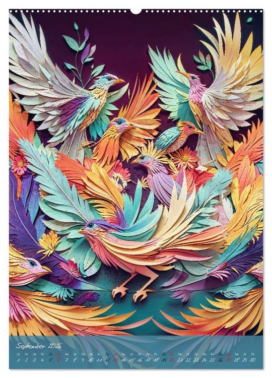 Produktbild: Papierv&ouml;gel - Digitale Kunst (Wandkalender 2026 DIN A2 hoch), CALVENDO Monatskalender