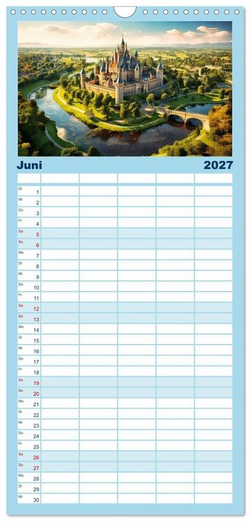Produktbild: Familienplaner 2027 - Romantische Ritterburgen mit 5 Spalten (Wandkalender, 21 x 45 cm) CALVENDO