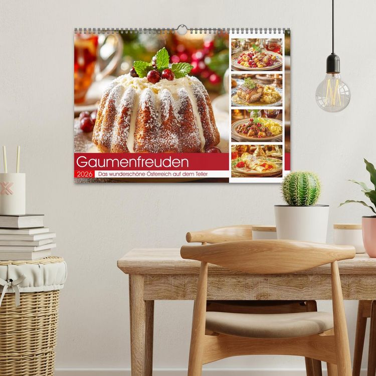 Produktbild: Gaumenfreuden. Das wundersch&ouml;ne &Ouml;sterreich auf dem Teller (Wandkalender 2026 DIN A3 quer), CALVENDO Monatskalender