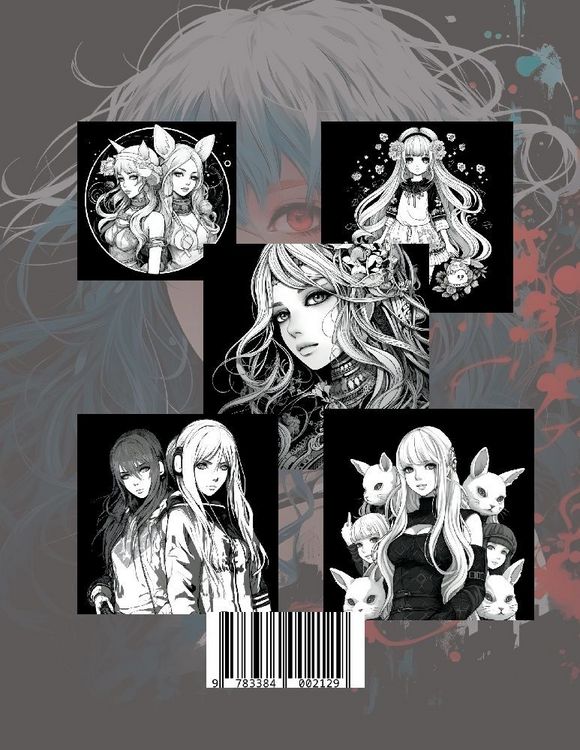Produktbild: Schwarzes Manga Malbuch f&uuml;r M&auml;dchen.