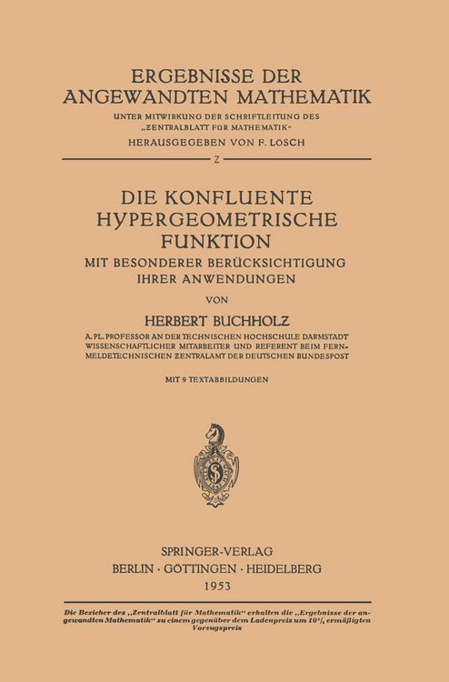 Produktbild: Die Konfluente Hypergeometrische Funktion