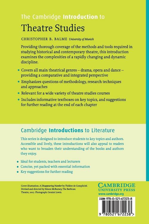 Produktbild: The Cambridge Introduction to Theatre Studies