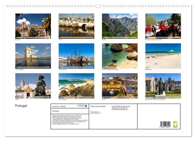 Produktbild: Portugal (Wandkalender 2026 DIN A2 quer), CALVENDO Monatskalender