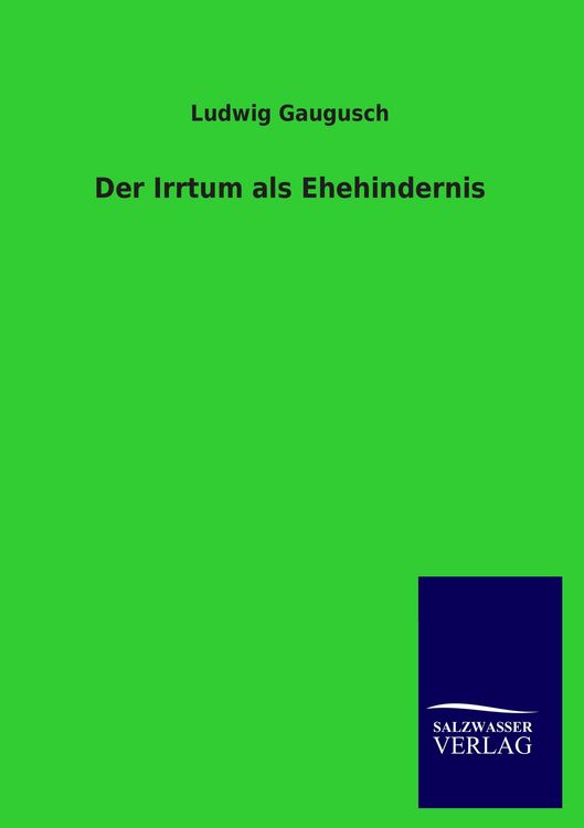 Produktbild: Der Irrtum als Ehehindernis