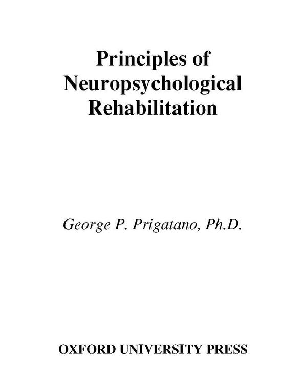 Produktbild: Principles of Neuropsychological Rehabilitation