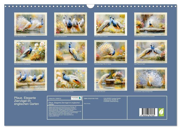 Produktbild: Pfaue. Elegante Zierv&ouml;gel im englischen Garten (Wandkalender 2027 DIN A3 quer), CALVENDO Monatskalender