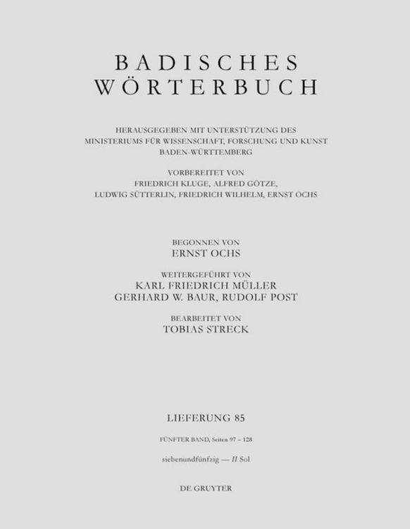 Produktbild: Badisches W&ouml;rterbuch. Band V/Lieferung 85