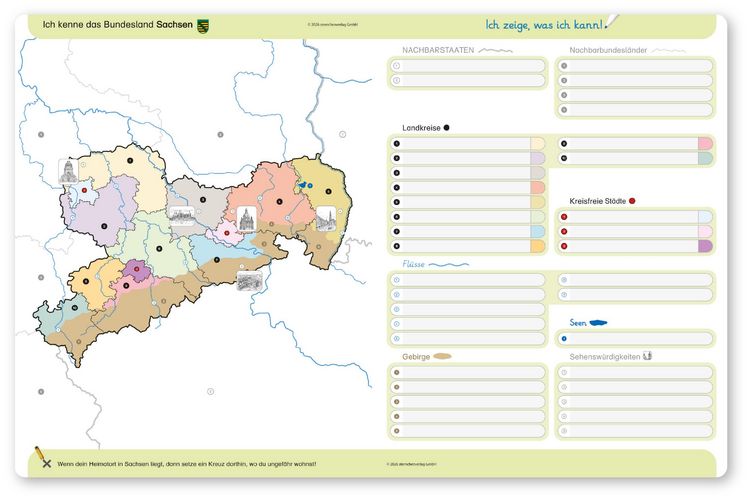 Produktbild: Ich kenne das Bundesland Sachsen- Lerntafel mit Stift