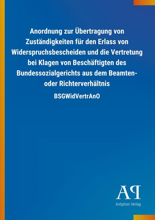 Produktbild: Anordnung zur &Uuml;bertragung von Zust&auml;ndigkeiten f&uuml;r den Erlass