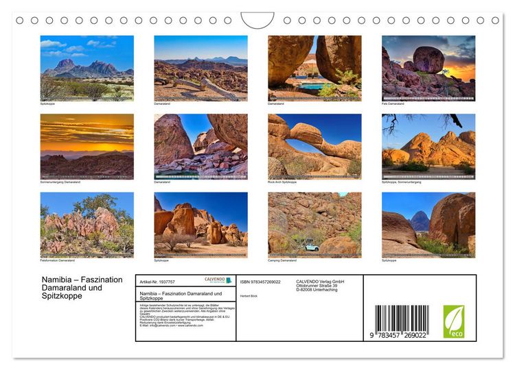 Produktbild: Namibia &ndash; Faszination Damaraland und Spitzkoppe (Wandkalender 2026 DIN A4 quer), CALVENDO Monatskalender