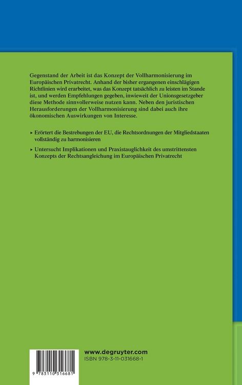 Produktbild: Vollharmonisierung und Europ&auml;isches Privatrecht
