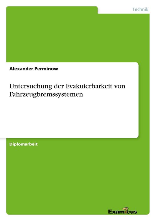 Produktbild: Untersuchung der Evakuierbarkeit von Fahrzeugbremssystemen