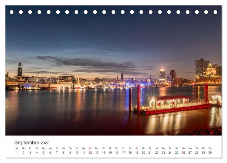 Produktbild: Hamburgs Hafenlichter (Tischkalender 2027 DIN A5 quer), CALVENDO Monatskalender