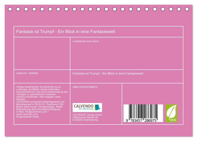 Produktbild: Fantasie ist Trumpf - Ein Blick in eine Fantasiewelt (Tischkalender 2026 DIN A5 quer), CALVENDO Monatskalender