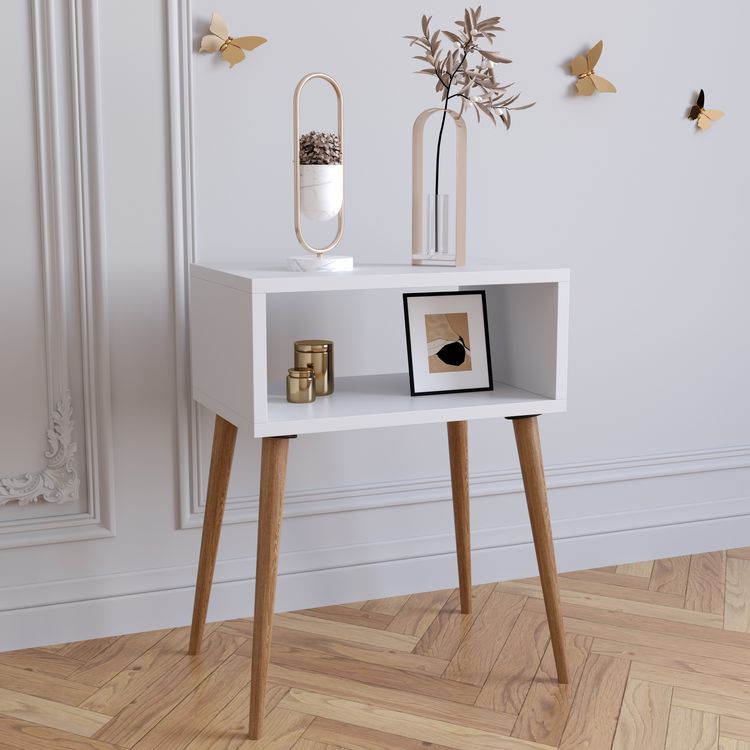 Produktbild: Holz Retro Nachttisch Beistelltisch Singol M