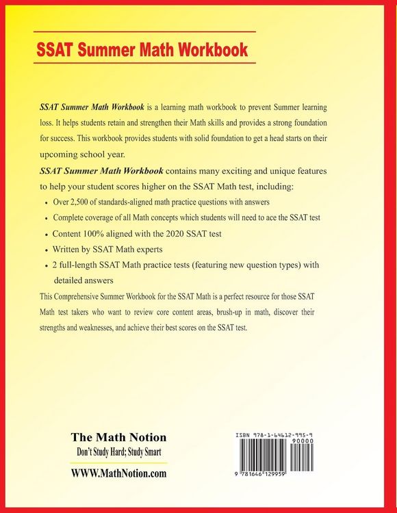 Produktbild: SSAT Lower Level Summer Math Workbook