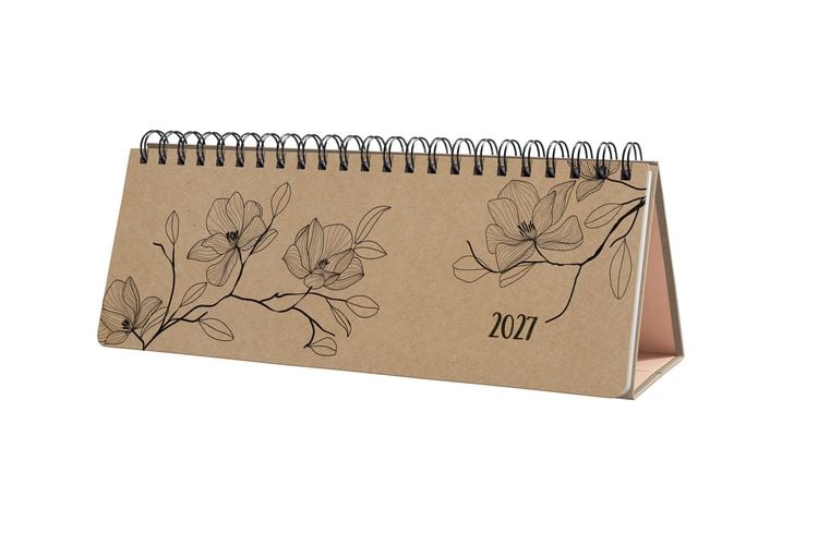 Produktbild: SIGEL 7J902 Tischkalender Jolie 2027, 1/2 A4 quer, Black Magnolia, Hardcover