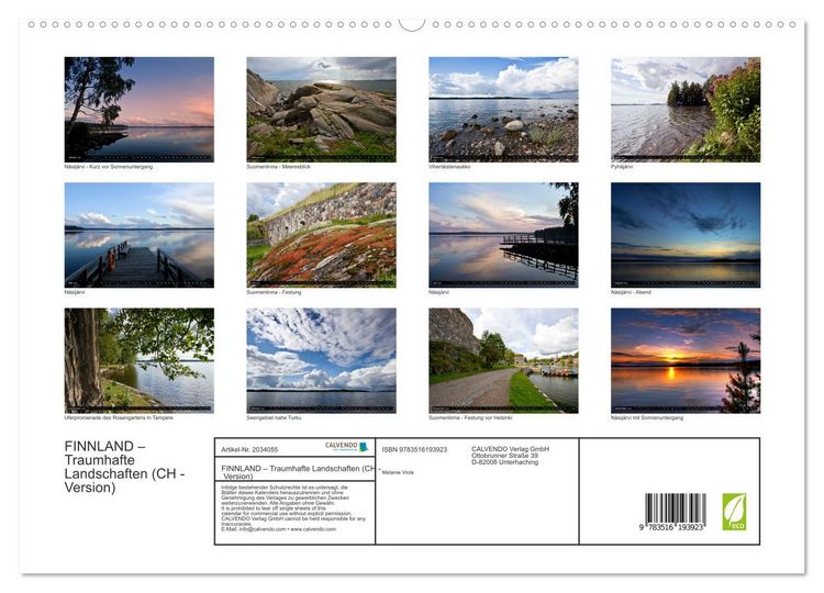 Produktbild: FINNLAND &ndash; Traumhafte Landschaften (CH - Version) (hochwertiger Premium Wandkalender 2026 DIN A2 quer), Kunstdruck in Hochglanz