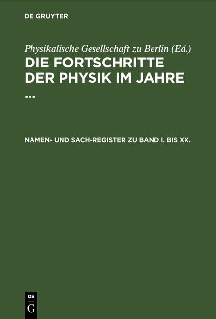 Produktbild: Namen- und Sach-Register zu Band I. bis XX.