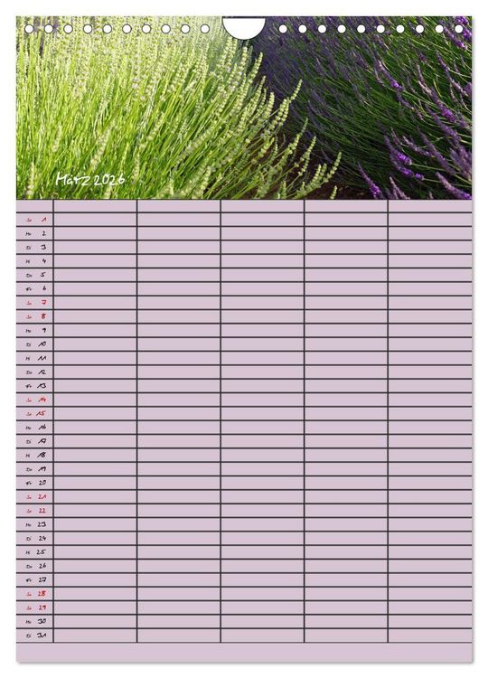 Produktbild: Naturzauber Lavendel - Familienplaner (Wandkalender 2026 DIN A4 hoch), CALVENDO Monatskalender