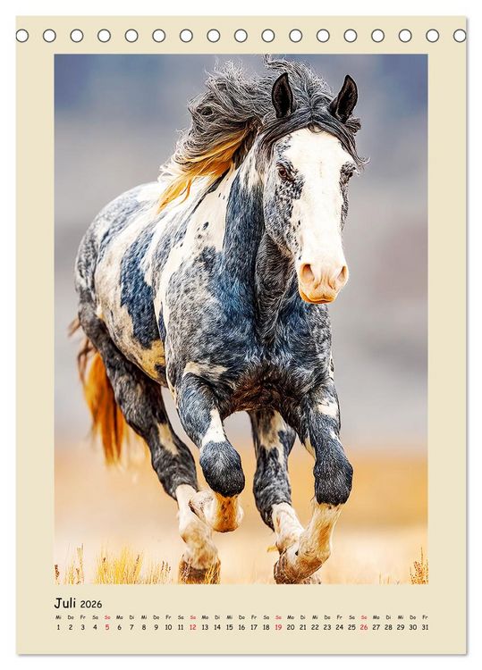 Produktbild: Amerikanische Mustangs. Symbole f&uuml;r Freiheit und Pioniergeis (Tischkalender 2026 DIN A5 hoch), CALVENDO Monatskalender