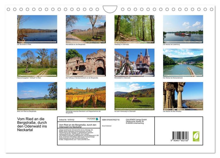 Produktbild: Vom Ried an die Bergstra&szlig;e, durch den Odenwald ins Neckartal (Wandkalender 2026 DIN A4 quer), CALVENDO Monatskalender