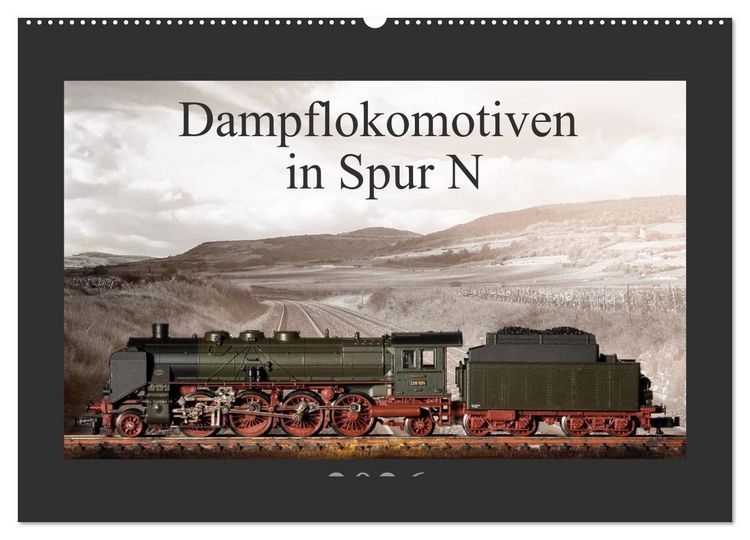 Produktbild: Dampflokomotiven in Spur N (Wandkalender 2026 DIN A2 quer), CALVENDO Monatskalender