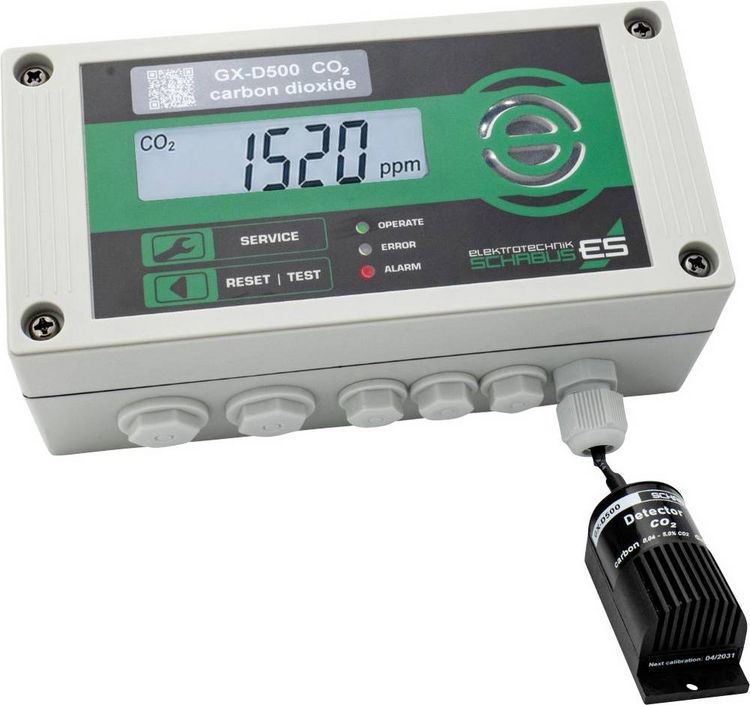 Produktbild: Schabus GX-D500 Kohlendioxid-Melder mit externem Sensor netzbetrieben detektiert Kohlendioxid