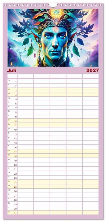 Produktbild: Familienplaner 2027 - Elfen Zauberhafte Fantasiewesen mit 5 Spalten (Wandkalender, 21 x 45 cm) CALVENDO
