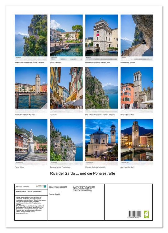 Produktbild: Riva del Garda ... und die Ponalestra&szlig;e (Wandkalender 2026 DIN A2 hoch), CALVENDO Monatskalender