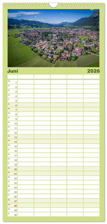 Produktbild: Familienplaner 2026 - Oberallg&auml;u - Oberstdorf und Umgebung mit 5 Spalten (Wandkalender, 21 x 45 cm) CALVENDO