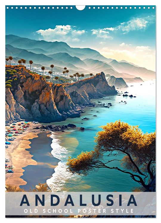 Produktbild: Andalusia - Old School Poster Style (Wall Calendar 2026 DIN A3 portrait), CALVENDO 12 Month Wall Calendar