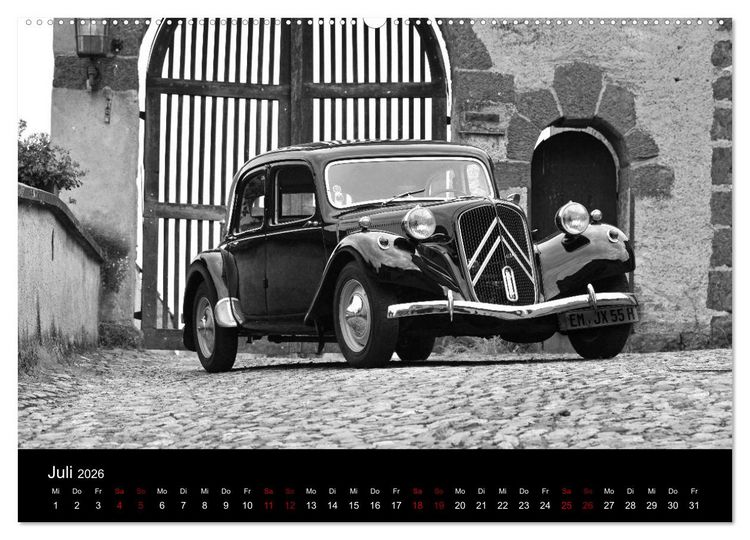 Produktbild: Citro&euml;n 11 CV Traction Avant in schwarzweiss (Wandkalender 2026 DIN A2 quer), CALVENDO Monatskalender