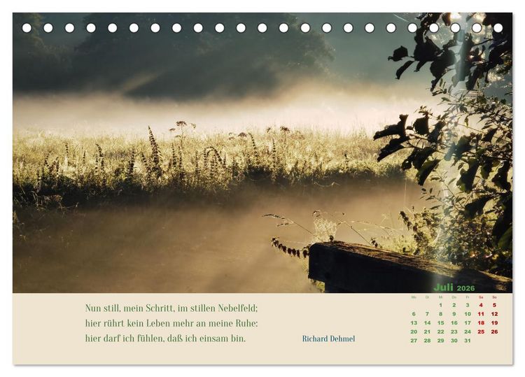 Produktbild: Nebelfarben. Ein poetischer Spaziergang (Tischkalender 2026 DIN A5 quer), CALVENDO Monatskalender