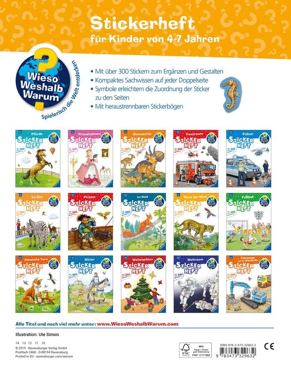 Produktbild: Wieso? Weshalb? Warum? Stickerheft - Tiere der Welt